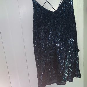 Free People Small sequin Mini Navy swing dress
